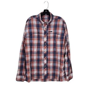 Simms Guide Series Orange Blue Plaid Long-Sleeve Button‎ Up Large Fishing